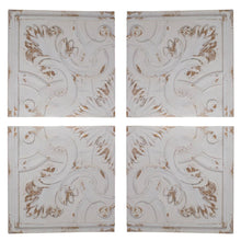 Set of 4 Whitewashed Arabesque Carved Wall Art