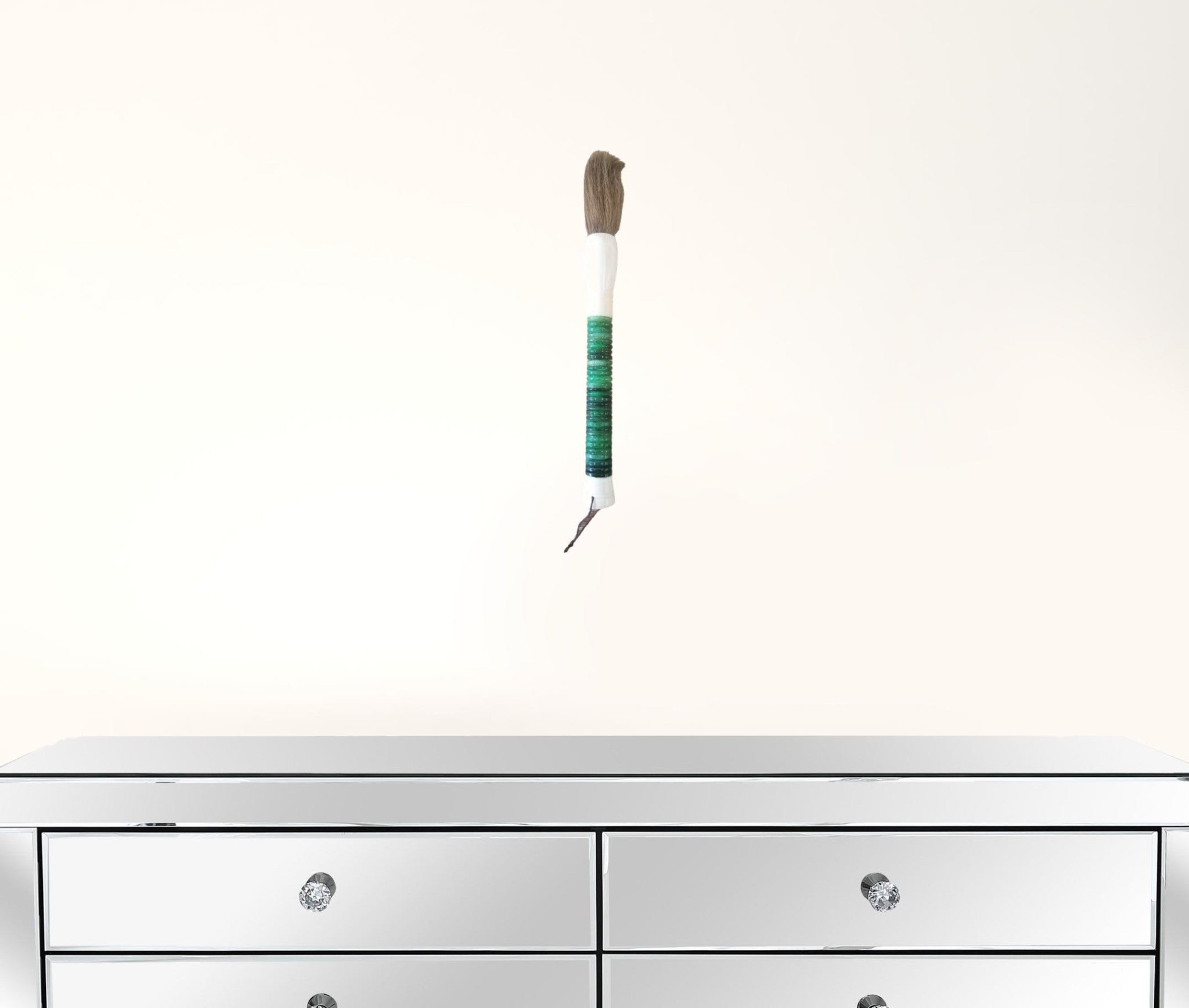 Pincel de caligrafía decorativa de disco de ábaco de jade verde claro