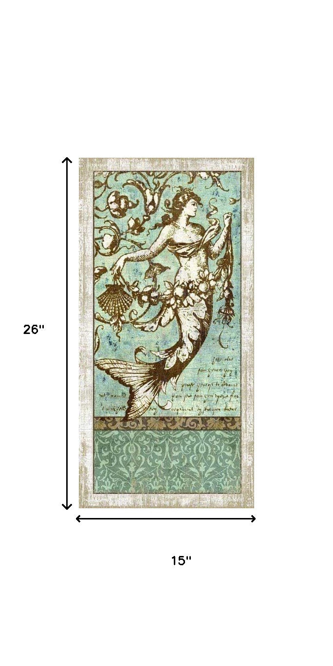 Aqua Blue Distressed Driftwood Mermaid Wall Art