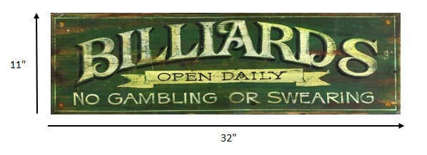Distressed Billiards Open Daily Wall Art