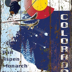 Skiing into the Colorado Flag Wall Art