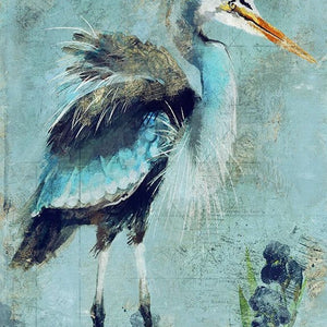 Blue Watercolor Heron Wall Art