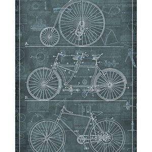 Vintage Blue Print of The Bicycle Wall Art