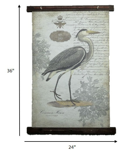 Grey Vintage Heron Tapestry Wall Décor
