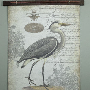 Grey Vintage Heron Large Tapestry Wall Décor