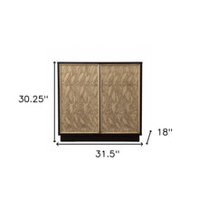 Brown and Cream Sculptural Leaf Accent Storage Cabinet