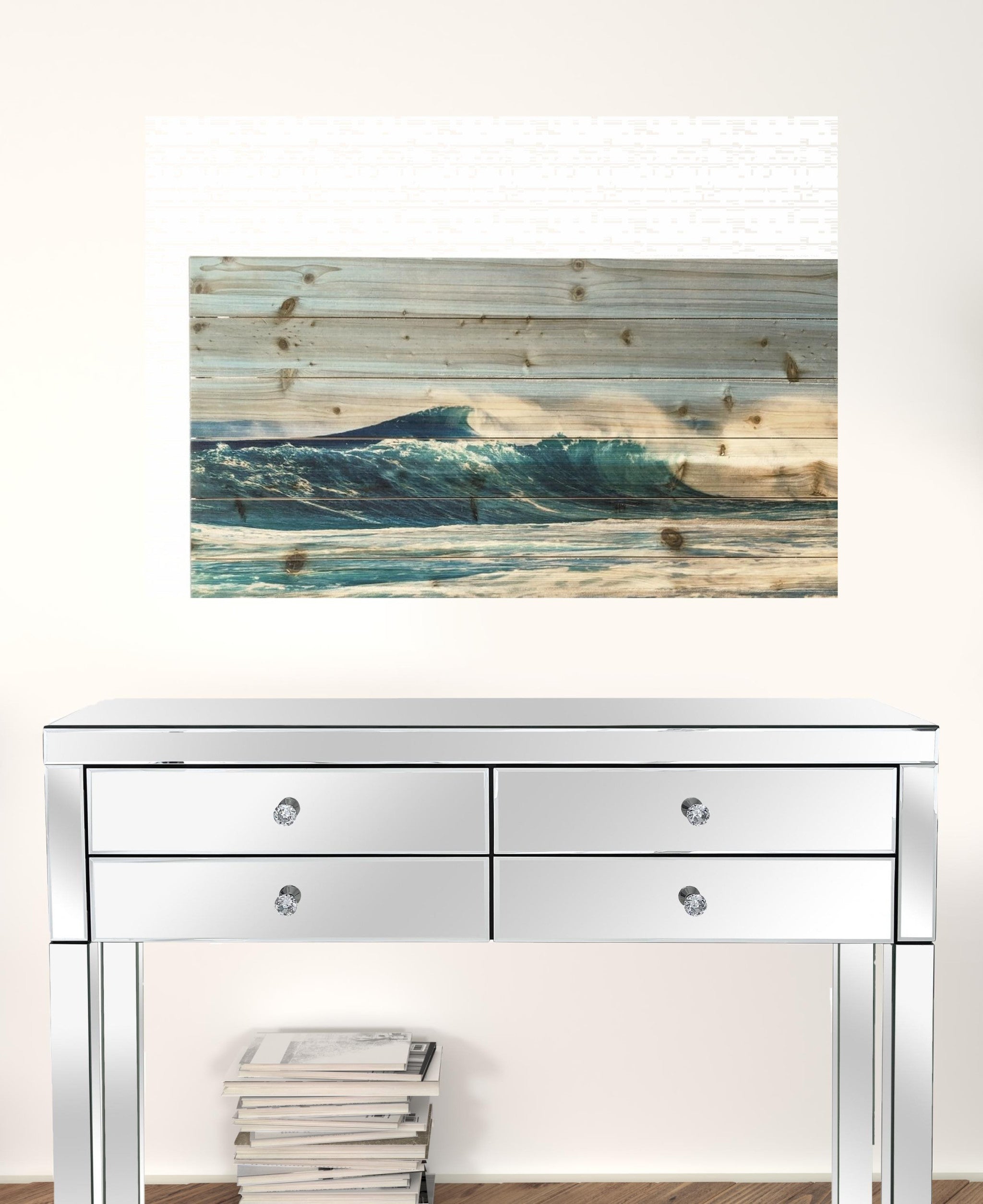 Crashing Waves on the Shoreline Wood Plank Wall Art