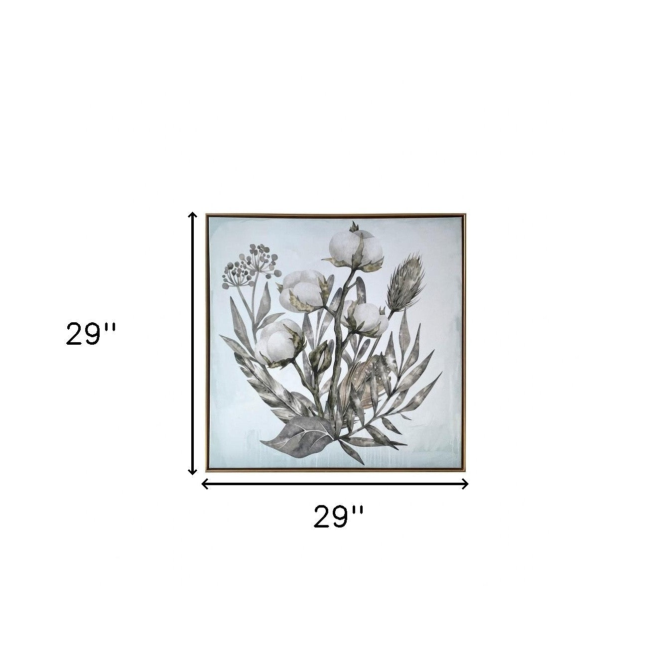 White Cotton Branch Framed Canvas Wall Art