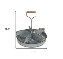 Rustic Metal 5 Slot Tray with Pig Dividers