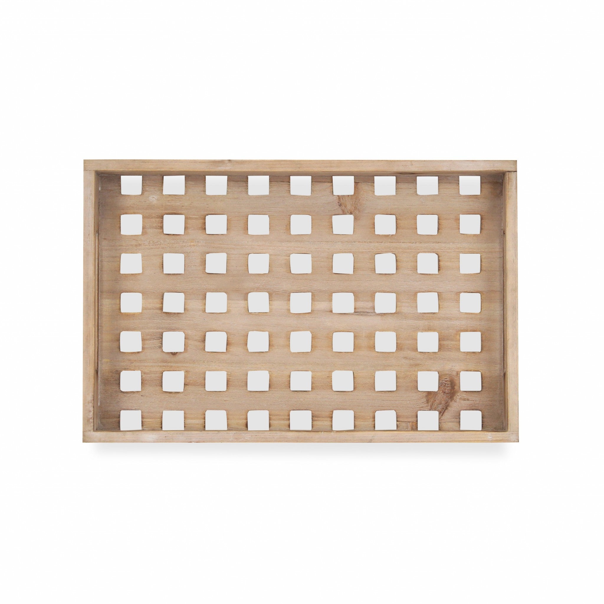 Brown Wood Grid Pattern Tray