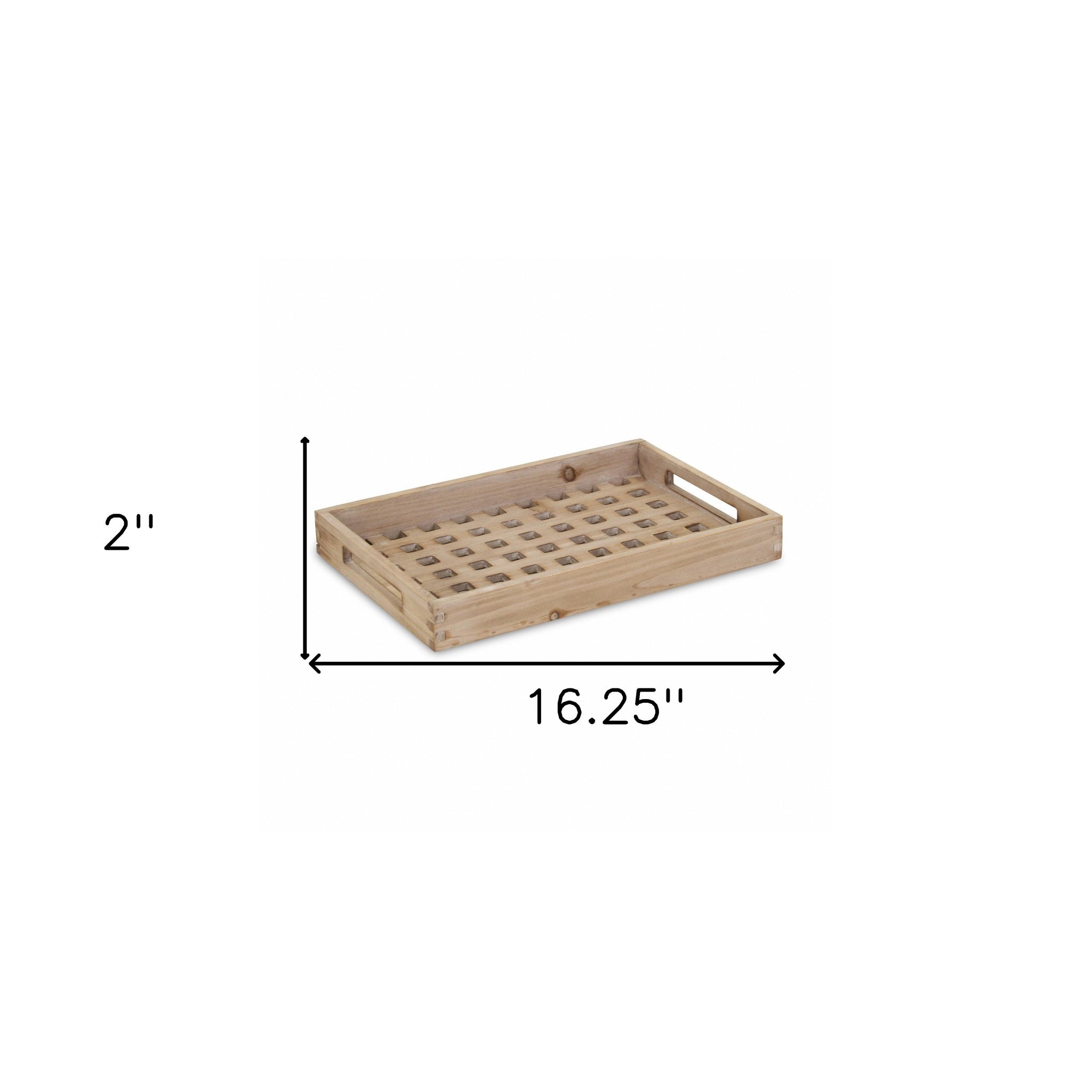 Brown Wood Grid Pattern Tray