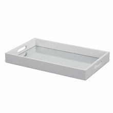 White Shagreen Tray with Beveled Mirror