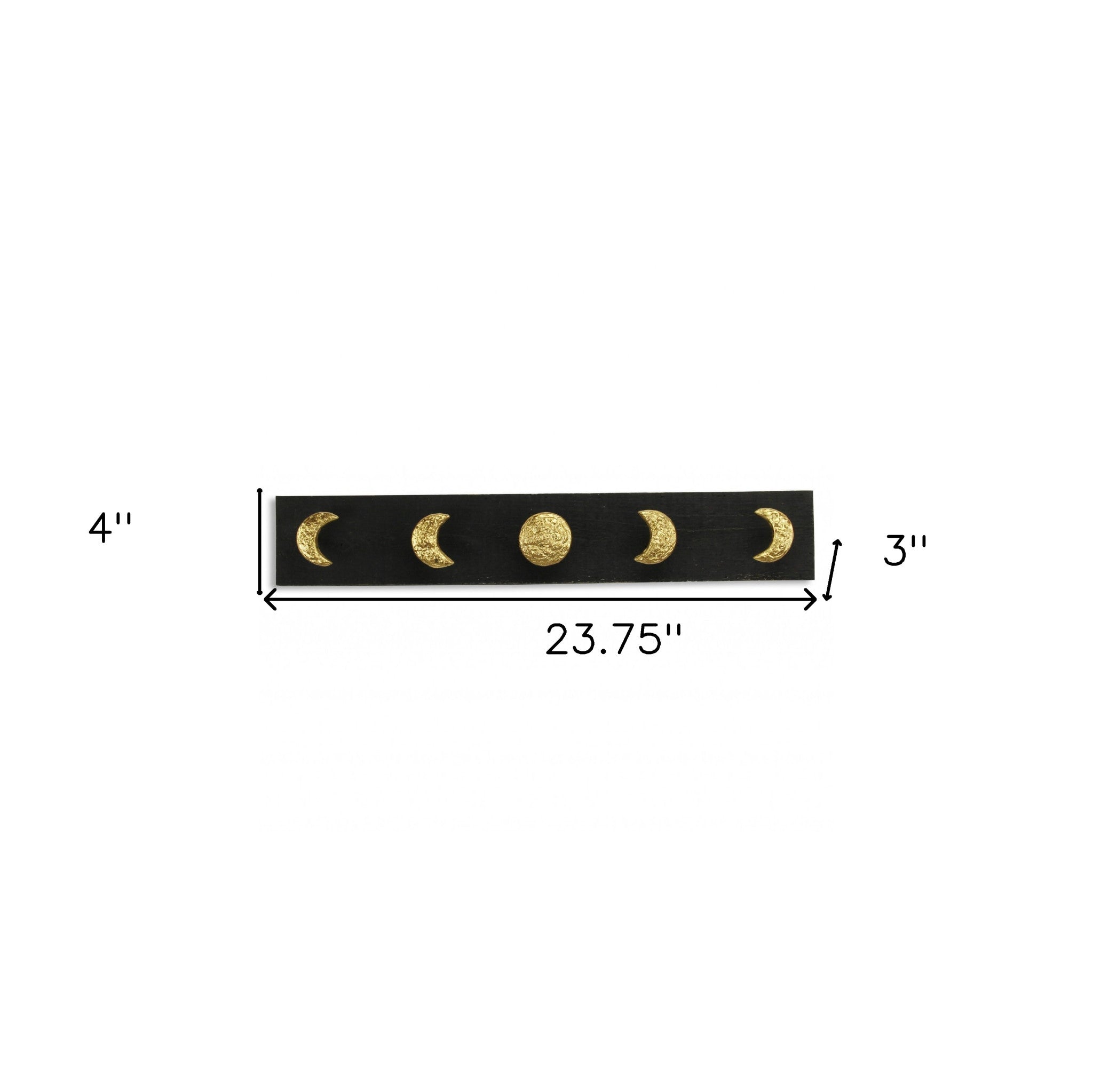 Black and Gold Moon Phase Five Hook Coat Hanger