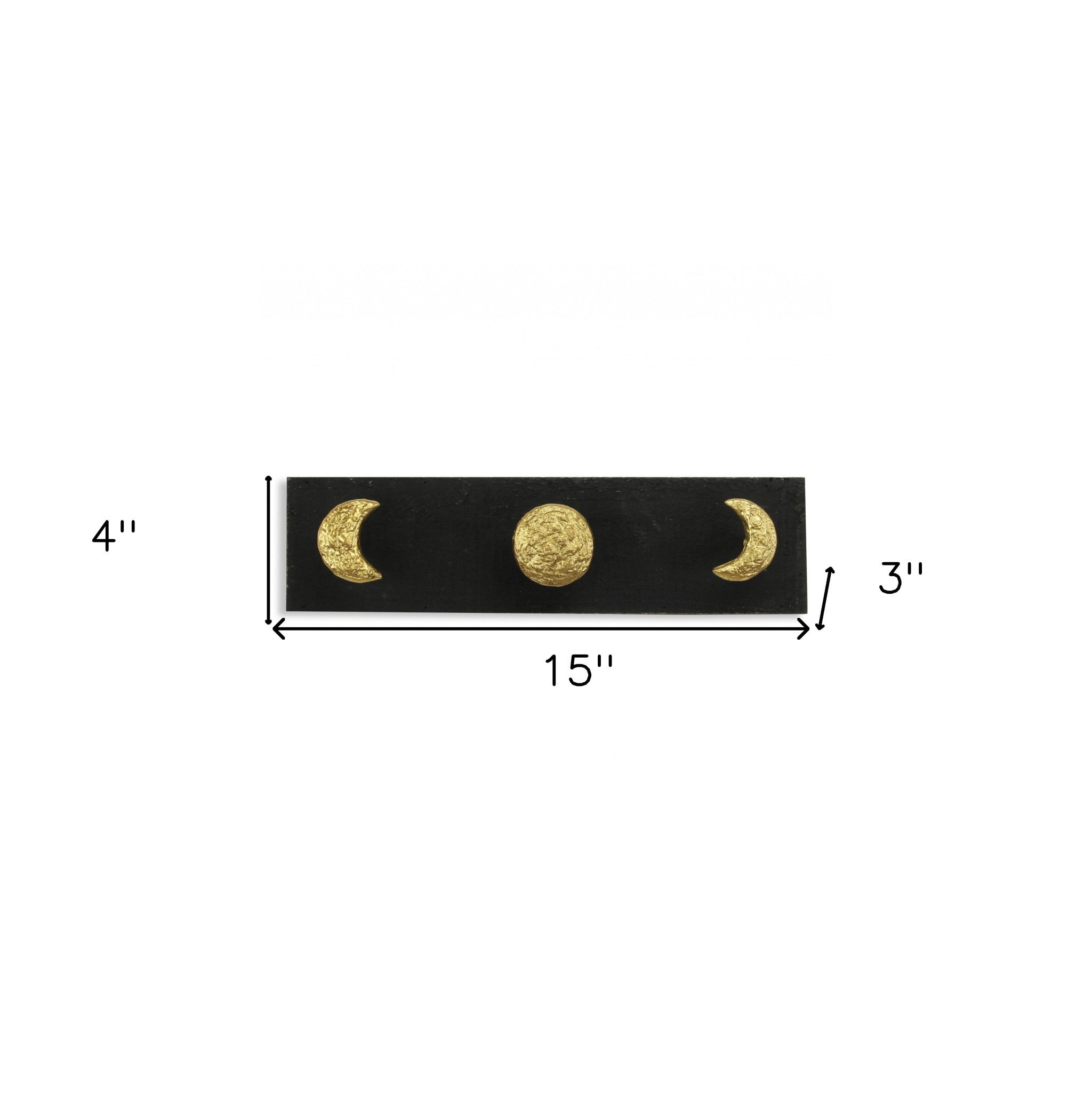 Black and Gold Moon Phase Three Hook Coat Hanger