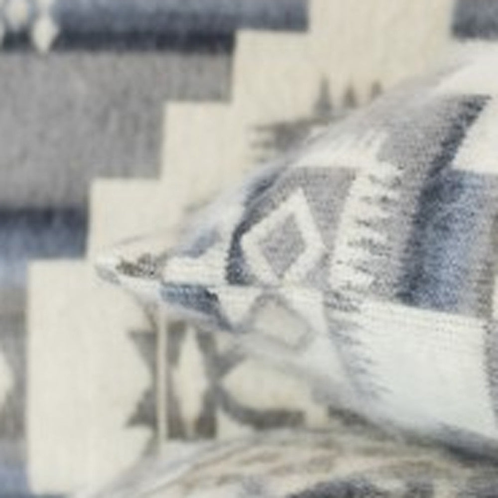 Ultra Soft Light Gray Southwest Handmade Pillow Cover - 16"