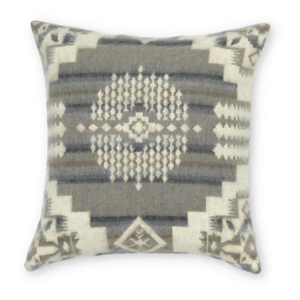 Ultra Soft Light Gray Southwest Handmade Pillow Cover - 16"