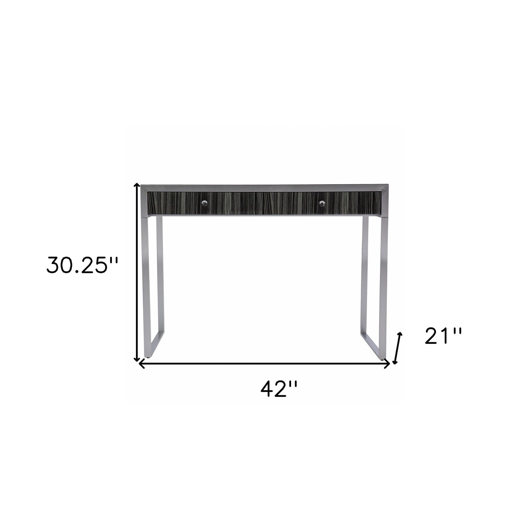Silver Writing Desk With Two Drawers 42"