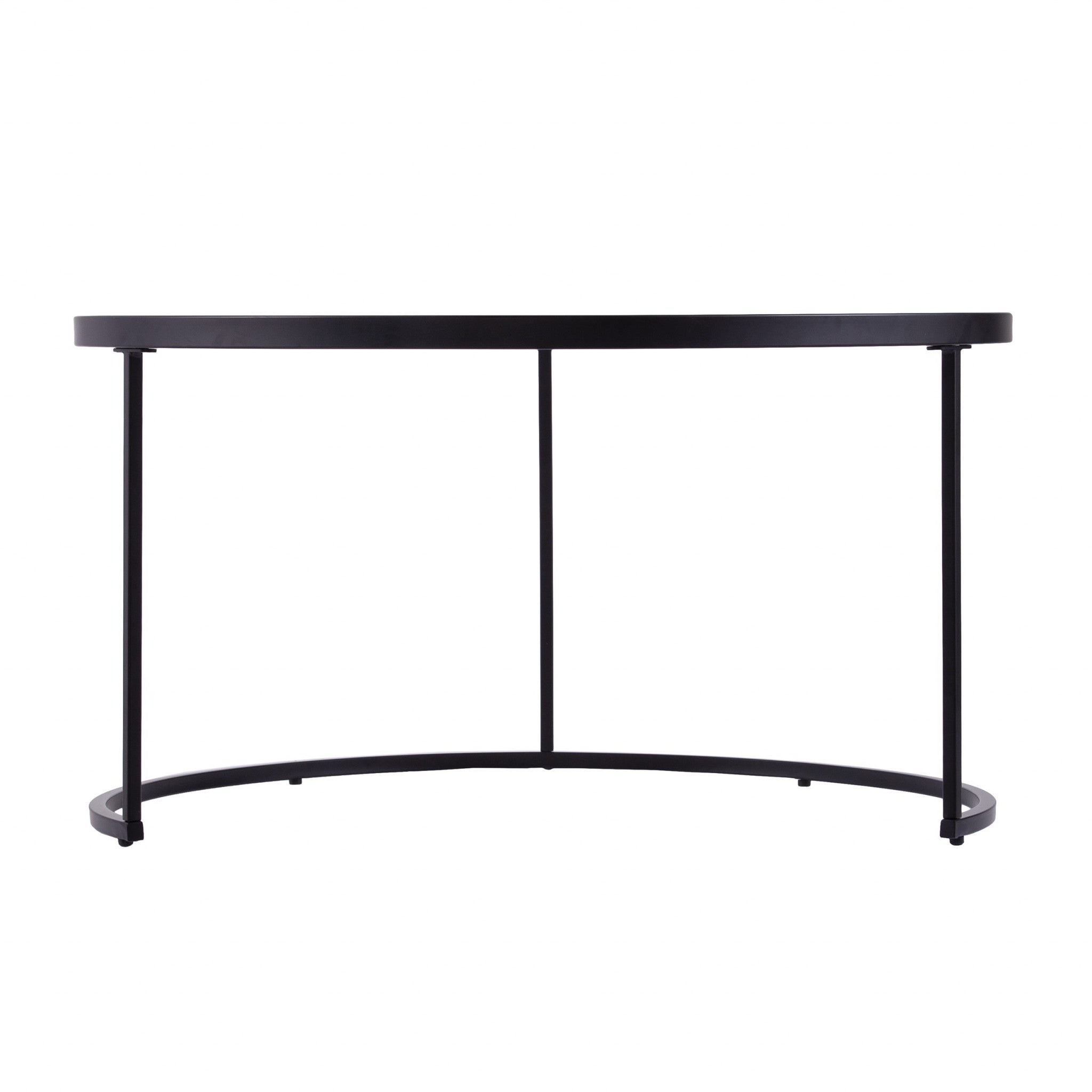 黑色和銀色鏡面圓形嵌套咖啡桌套裝（兩件套）