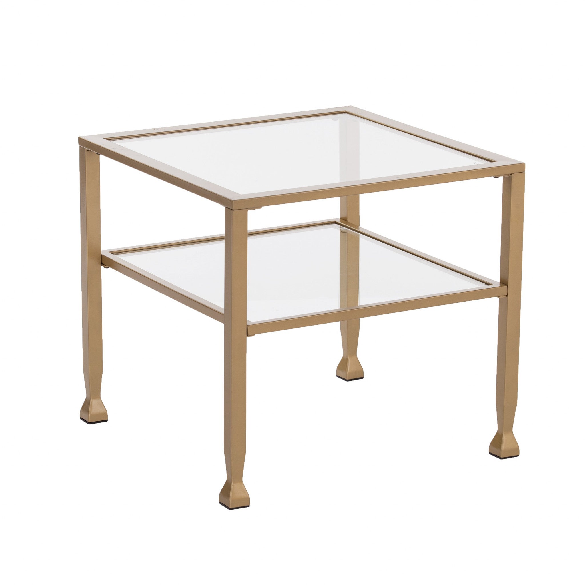 Gold Glass And Metal Square Coffee Table 21"