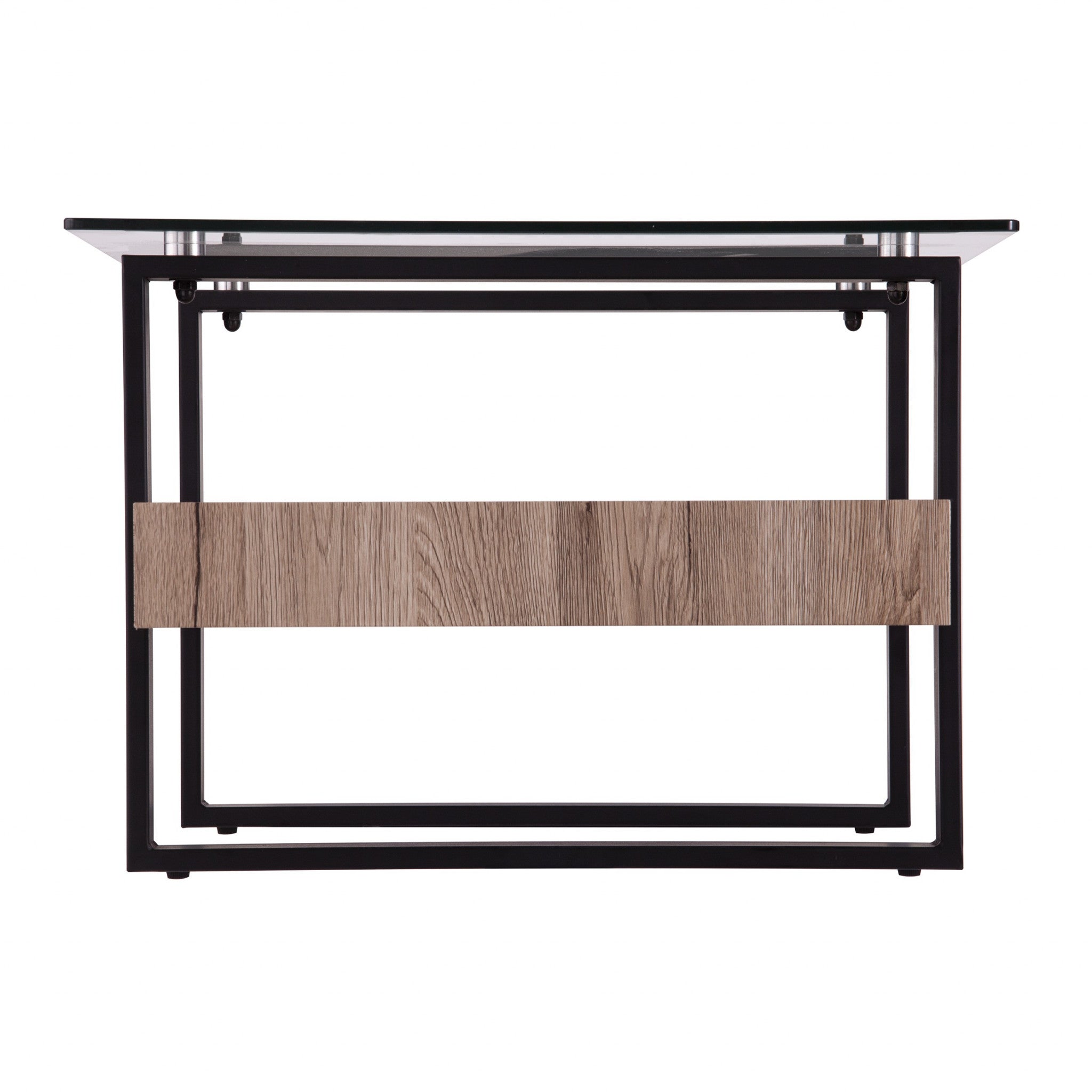 Natural And Natural Brown Glass And Metal Rectangular Coffee Table 42"