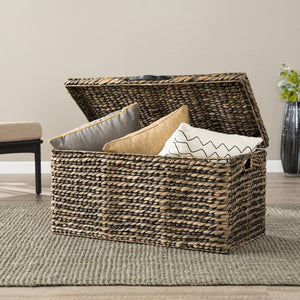 Brown Rattan Wicker And Metal Square Lift Top Coffee Table 33"