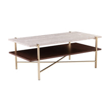 Mesa de Centro Rectangular de Madera y Metal Fabricada en Latón de 47