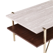 Mesa de Centro Rectangular de Madera y Metal Fabricada en Latón de 47