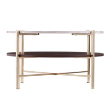 33 英寸黃銅實心木質和金屬圓形咖啡桌