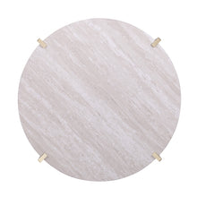 33 英寸黃銅實心木質和金屬圓形咖啡桌