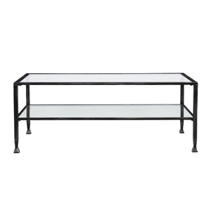Mesa de centro rectangular de vidrio y metal negro de 48"