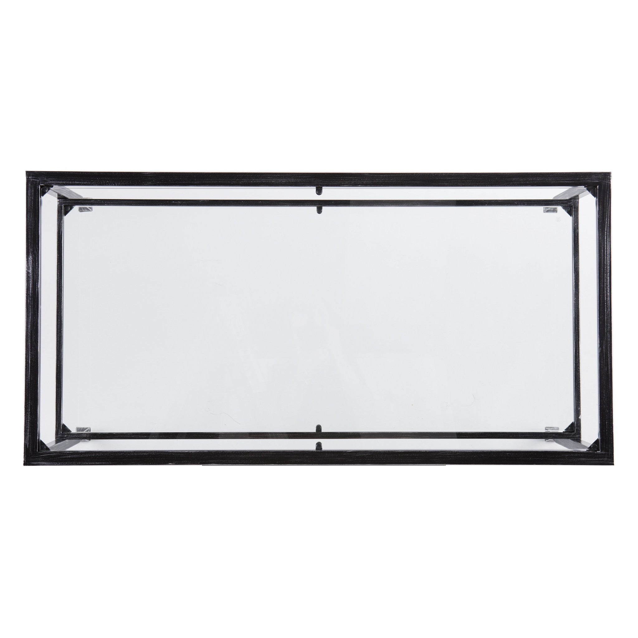 48" Black Glass And Metal Rectangular Coffee Table