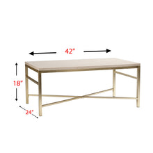 Mesa de centro rectangular de madera y metal fabricado en blanco hueso de 42