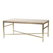 Mesa de centro rectangular de madera y metal fabricado en blanco hueso de 42
