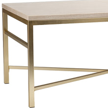 Mesa de centro rectangular de madera y metal fabricado en blanco hueso de 42