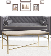 Mesa de centro rectangular de madera y metal fabricado en blanco hueso de 42