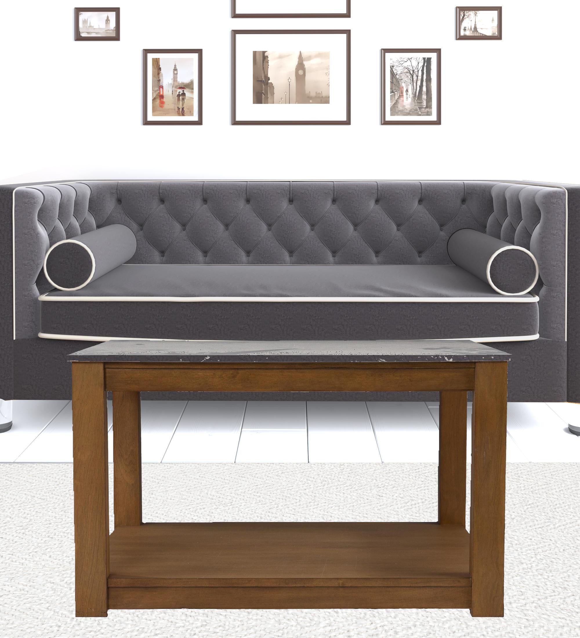 Natural And Natural Brown Solid Manufactured Wood Square Coffee Table 30"