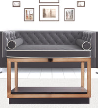 Champagne Glass And Solid Wood Square Coffee Table 33