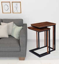 Brown Solid Wood Rectangular Nested End Tables Set Of Two 25