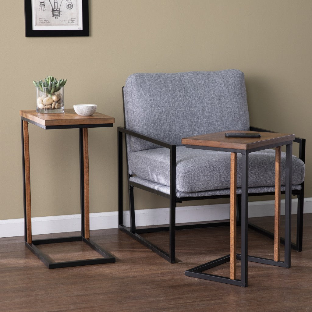Brown Solid Wood Rectangular Nested End Tables Set Of Two 25"