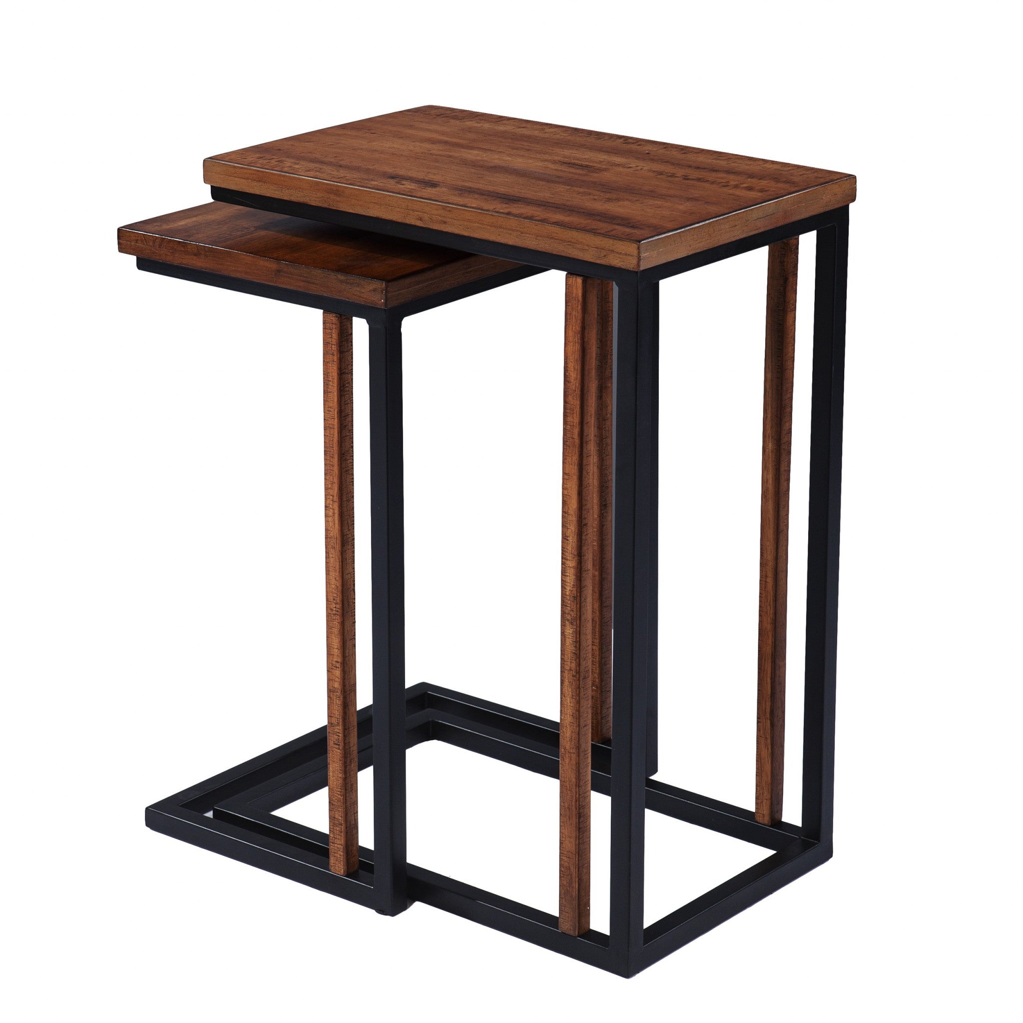 Brown Solid Wood Rectangular Nested End Tables Set Of Two 25"
