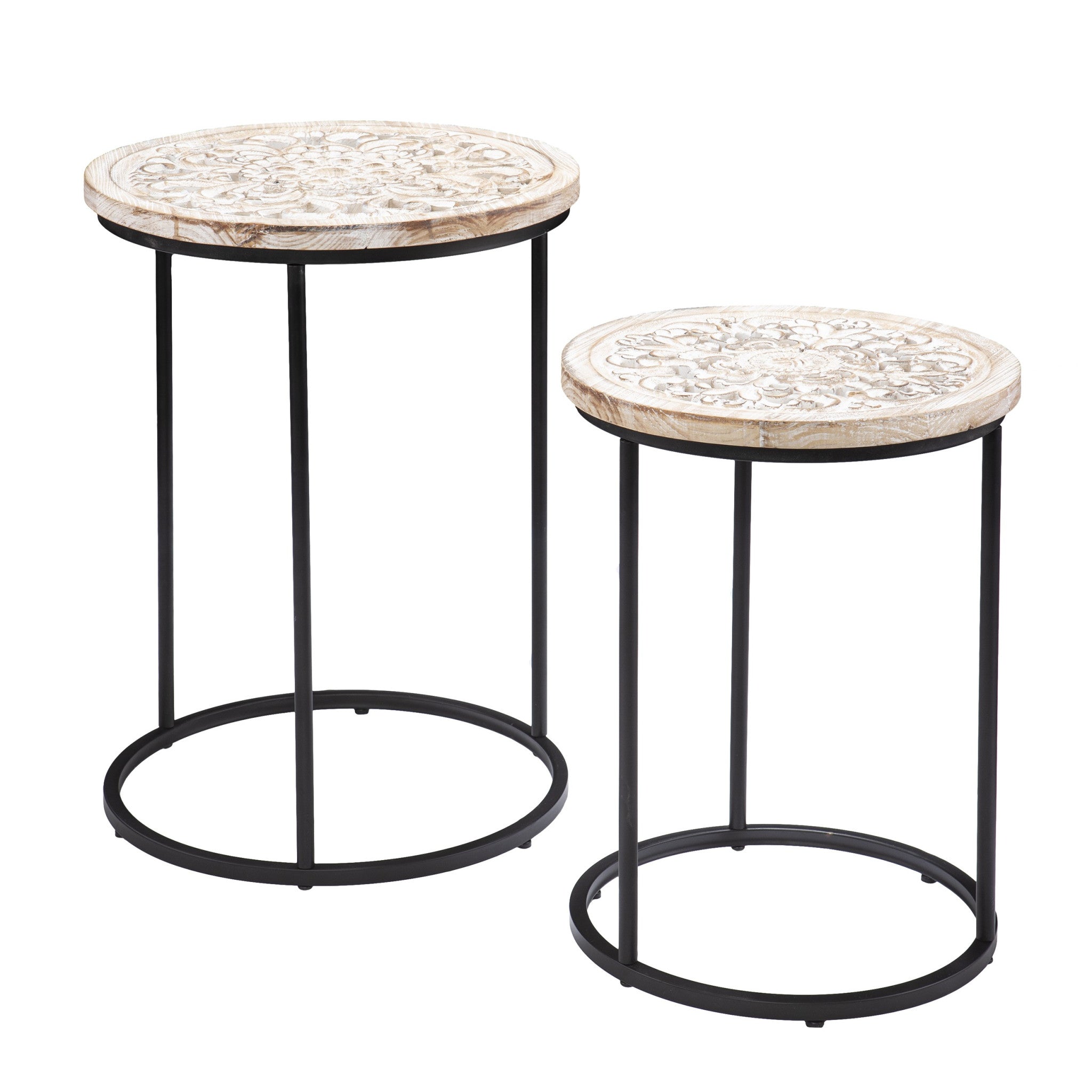 White Solid Wood And Iron Square End Tables Set Of Two 25"