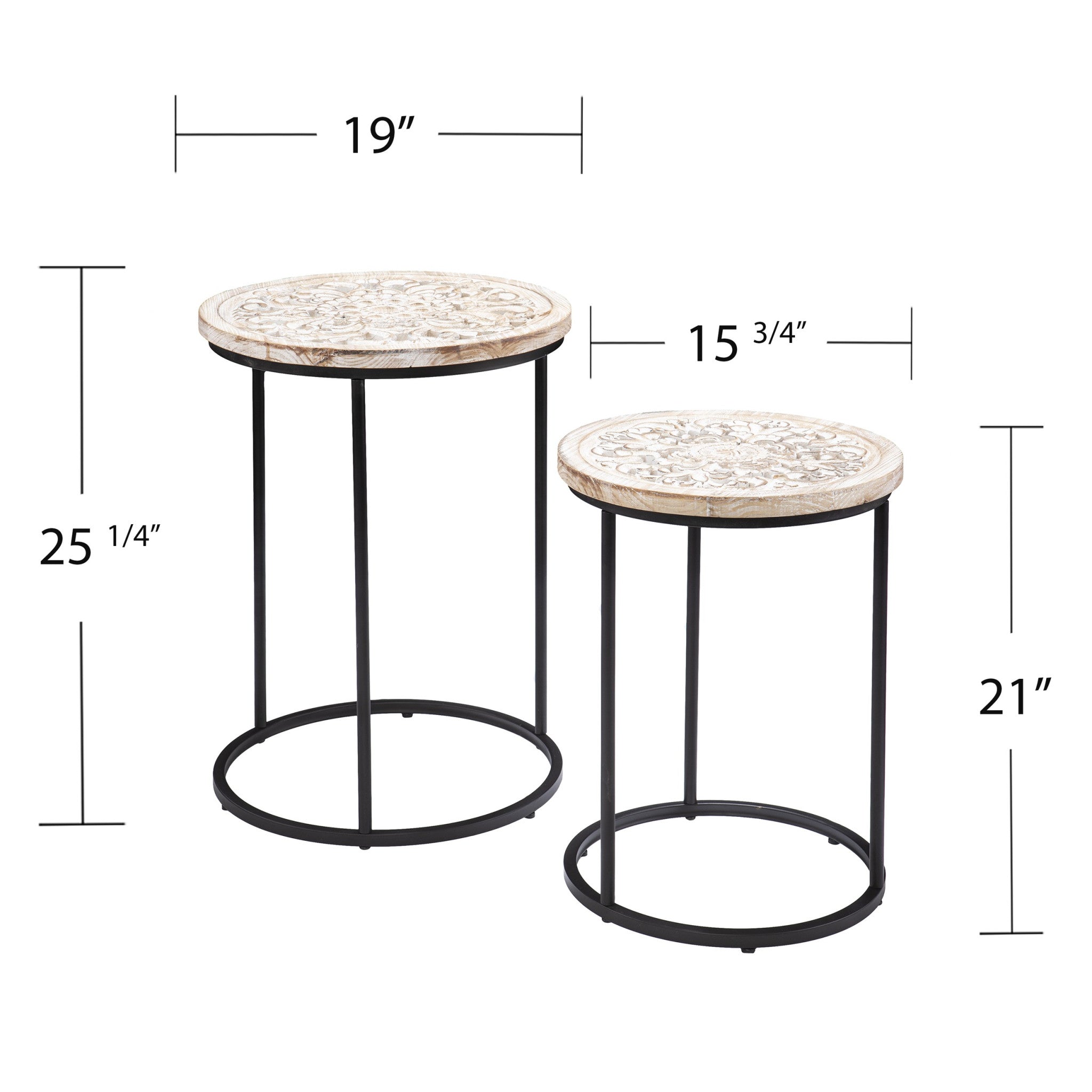 White Solid Wood And Iron Square End Tables Set Of Two 25"