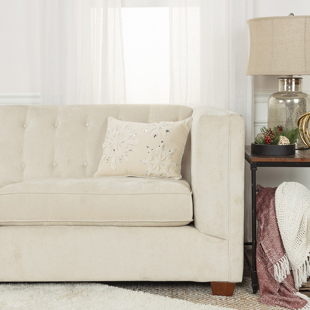 Ivory Glam Snowlfake Trio Lumbar Decorative Throw Pillow