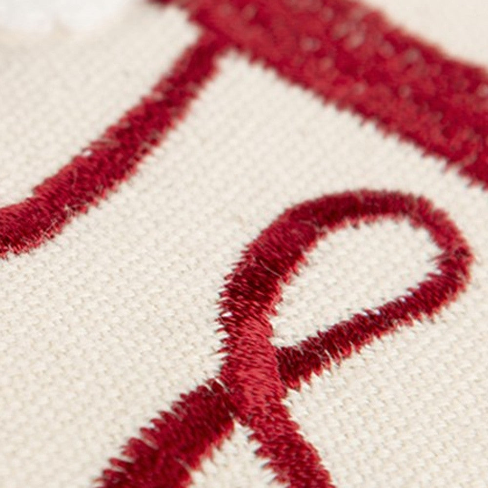 Ivory Red Cheeky Santa Sentiment Throw Pillow