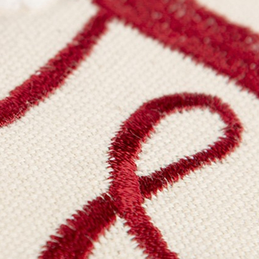 Ivory Red Cheeky Santa Sentiment Throw Pillow