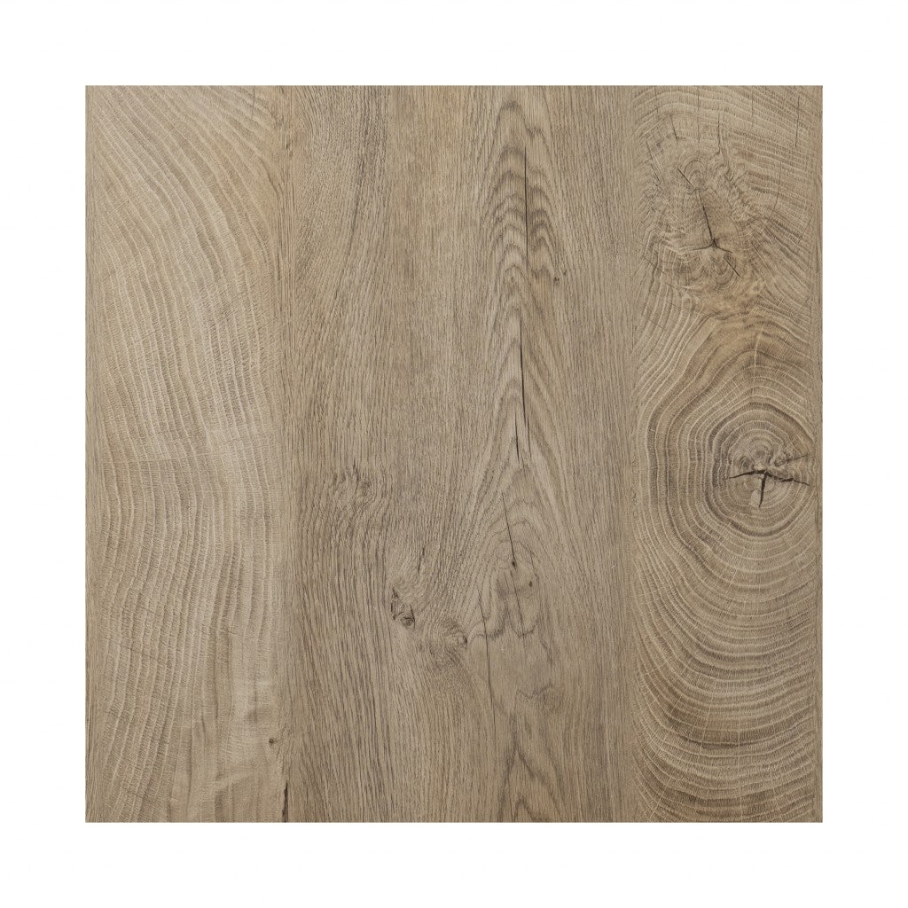 Mesa auxiliar cuadrada de hierro y madera fabricada en madera natural de 20"