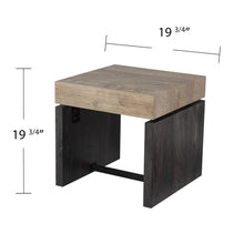 Mesa auxiliar cuadrada de hierro y madera fabricada en madera natural de 20