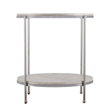Chrome Wood And Iron Rectangular End Table With Shelf 24