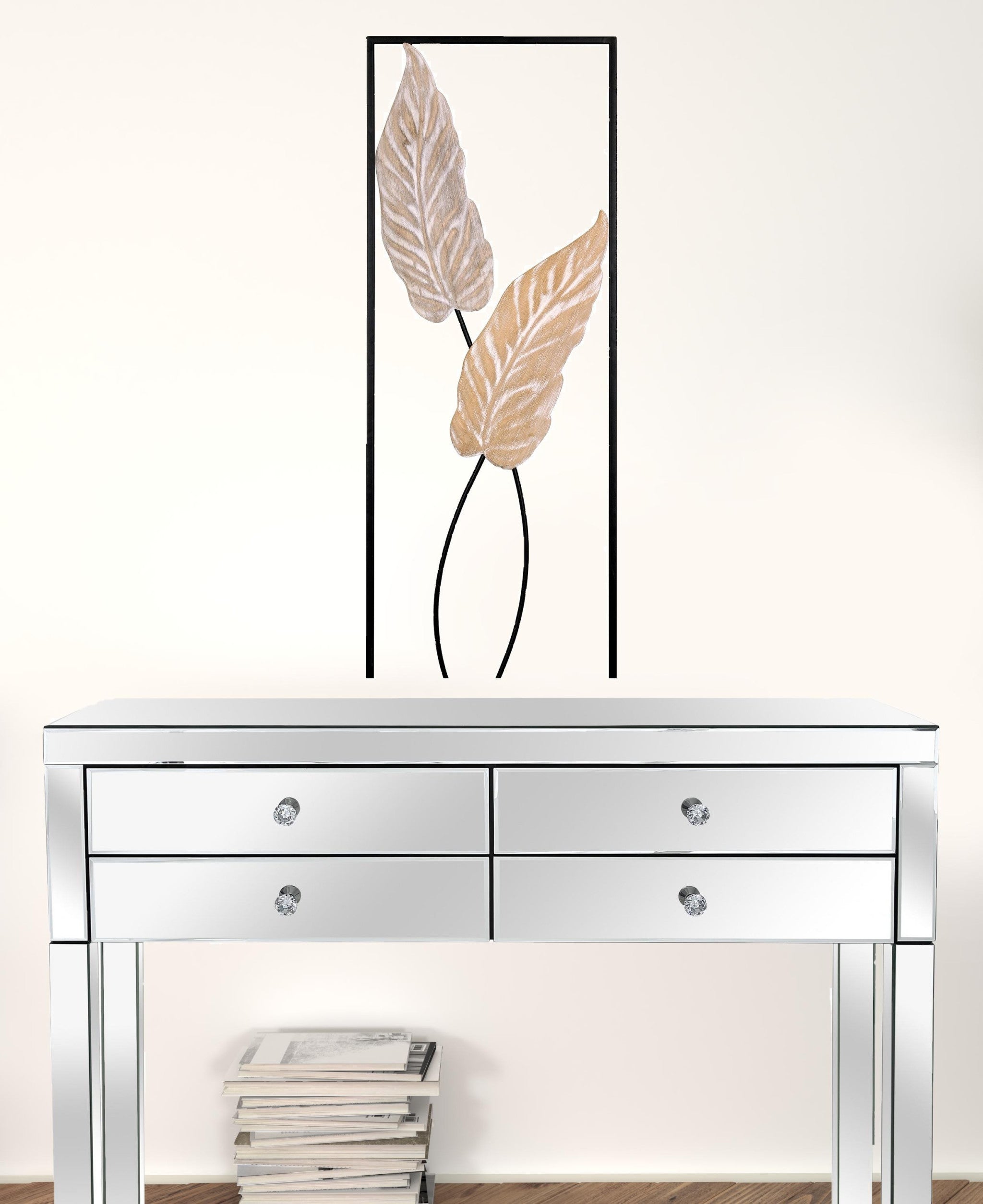 Two Piece Metal Leaves and Branch Wall Art