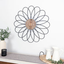 Carved Wood and Metal Flower Wall Décor